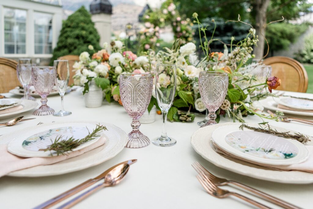 Beautiful table details captured at a Las Vegas wedding venue in natural light