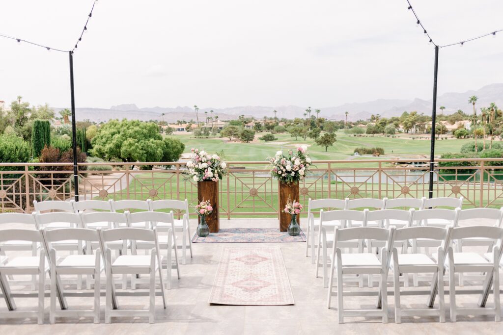 Canyon Gates Country Club Wedding ceremony location overlooking the golf course and pond