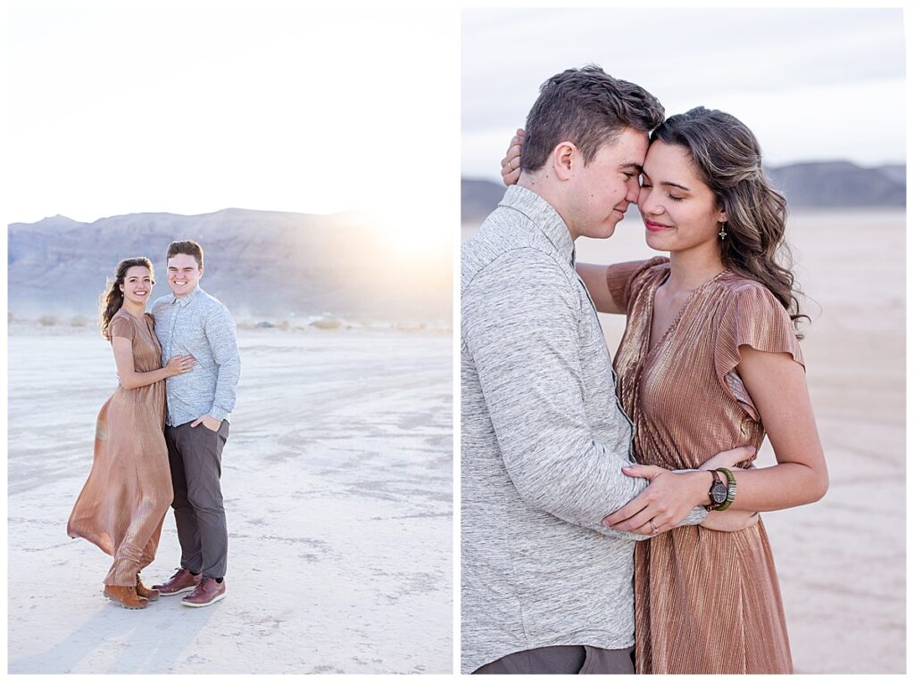 Las Vegas Engagement Photo captured of beautiful couple at the dry lake beds.