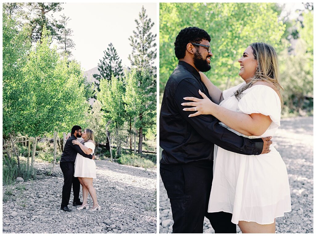 Happy couple in mt charleston during their Las Vegas Engagement Photo